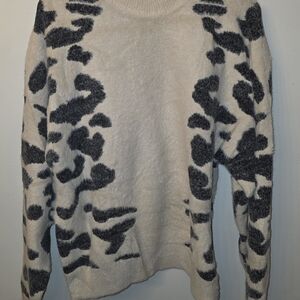 Cozy Cream Sweater With Black Animail Print Sweater